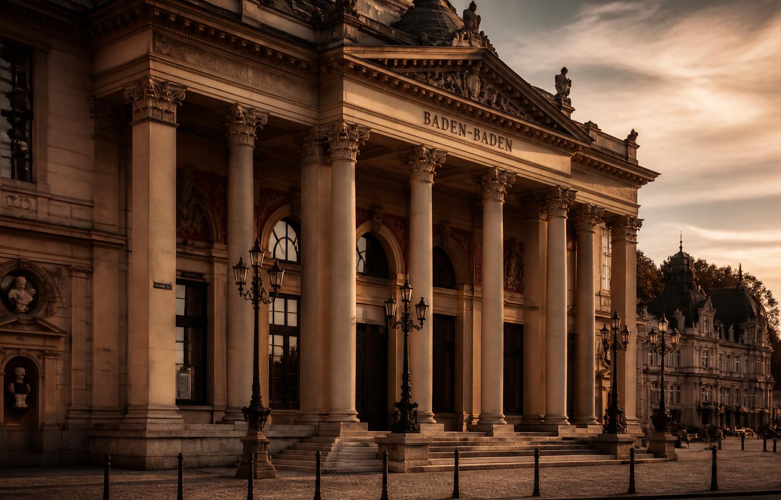 Baden-Baden — klassische Fassade im Abendlicht